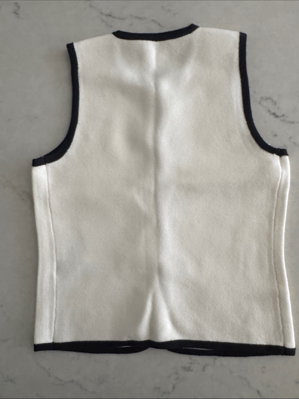Abercrombie & Fitch Cream Vest with Black Trim and Gold Button - Picture 3 of 3